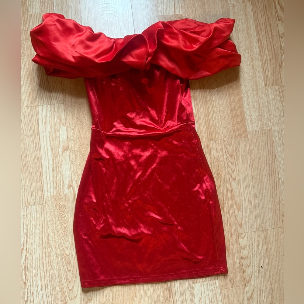 Elegant Red Off-Shoulder Dress